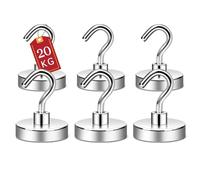 ATEWEITA Ganci Magnetic, Gancio Magnetico Extra Forti Neodimio Calamita con Gancio, Magnetic Hooks per frigorifero da cucina, soffitto, griglia, Piccoli (Argento, 25mm)