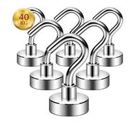 ATEWEITA Ganci Magnetic, Gancio Magnetico Extra Forti Neodimio Calamita con Gancio, Magnetic Hooks per frigorifero da cucina, soffitto, griglia, Piccoli (Argento, 36mm)