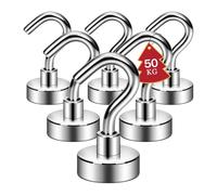 ATEWEITA Ganci Magnetic, Gancio Magnetico Extra Forti Neodimio Calamita con Gancio, Magnetic Hooks per frigorifero da cucina, soffitto, griglia, Piccoli (Argento, 40mm)