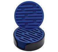 Ateweita Sottobicchieri Set, sotto bicchieri silicone con supporto, Rotondo antiscivolo tappetino bar per Tazza, Tavolo, Caffè, Bar, Bevande, Drinking Coasters Cup Mat, 6 Pezzi (Blu marino)