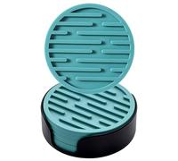 Ateweita Sottobicchieri Set, sotto bicchieri silicone con supporto, Rotondo antiscivolo tappetino bar per Tazza, Tavolo, Caffè, Bar, Bevande, Drinking Coasters Cup Mat, 6 Pezzi (Grigio Verde)