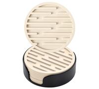 Ateweita Sottobicchieri Set, sotto bicchieri silicone con supporto, Rotondo antiscivolo tappetino bar per Tazza, Tavolo, Caffè, Bar, Bevande, Drinking Coasters Cup Mat, 6 Pezzi (Beige)
