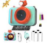 ATEYA Fotocamera per bambini con stampa istantanea per ragazzi dai 3 anni in su, 48 MP 2.5K UHD Fotocamera digitale per bambini con cinghia da viaggio, fotocamera a stampa istantanea fai da te con 4