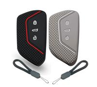 ATFIGII 2 custodie per chiavi per VW Golf 8 Tiguan ID.3 ID.4 per Seat Leon per Cupra Formentor per Skoda Octavia Kodiaq, in silicone, protezione chiave a 3 tasti, colore nero, rosso e grigio