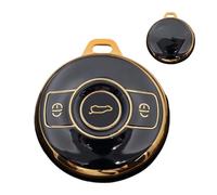 ATFIGII Custodia Chiave compatibile con Mercedes Smart #1 Brabus Smart #3 SMART Fortwo 1 Cover per chiave Guscio per la chiave Portachiavi TPU 3 Tasti Oro Nero