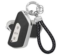 ATFIGII Custodia per chiave compatibile con VW Golf 8 ID.3 ID.4 per Seat Leon per Cupra Formentor per Skoda Octavia Kodiaq, custodia protettiva in TPU, portachiavi a 3 pulsanti, colore: argento