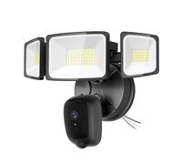 Atfoyer Telecamera proiettore cablata 6500LM, telecamera di sicurezza HD 2K per esterni con attivazione del movimento, WiFi 2.4G, visione notturna a colori, registrazione 24/7, audio a 2 vie, sirena