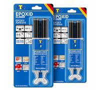 ATG® 2x Colla epossidica bicomponente trasparente 25 ml - Resina epossidica trasparente extra forte, adesivo bicomponente universale - Colla per plastica, metallo, vetro e porcellana