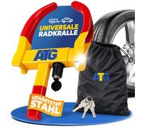 ATG Bloccaruota Auto e Rimorchio - Antifurto Auto Meccanico Universale Ganascia Bloccaruota per Auto, Camper, Caravan, Moto e Scooter - Blocca Ruota Antifurto Pneumatici 18-28 cm