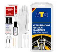ATG Kit Riparazione Cerchi in Lega Argento - Ripara Graffi, Scheggiature e Danni da Marciapiede con Stucco 2K e Vernice per Cerchi in Lega - Set Completo