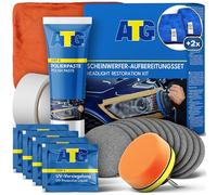 ATG® Set per la Preparazione dei fari con 2 Panni in Microfibra, Set di lucidatura per tappetini e fari ciechi in plastica, fari Fresh, plexiglass, Kit di restorazione Headlight
