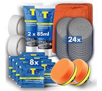 ATG® Set per la Preparazione dei fari - Set Universale per la lucidatura dei fari Auto per tappetini e fari ciechi - Trattamento rapido e Semplice - Set di Riparazione per fari Doppio
