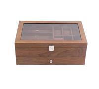 ATGQBCF Scatola Porta Gioie Organizer Serratura Vetro A Doppio Strato Occhiali Orologio Retrò, Portagioie, Vetrina, Cofanetto Stoccaggio, 6 + 3 Griglie, Legno(34 * 21 * 15cm) Portagioie Da Viaggio