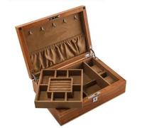 ATGQBCF Scatola Porta Gioie Portagioie Doppio Legno Massello Portaorologi Portaoggetti Collezione Gioielli Organizzatore Tavolo Portagioie Da Viaggio(Brown)