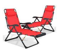Athena Collection Zero Gravity - Set di 2 sedie reclinabili per esterni, larghezza 68,6 cm, con poggiatesta, chaise longue da esterno, per spiaggia, patio, cortile, esterno, colore: rosso