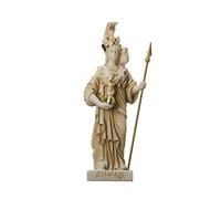 Athena con gufo Dea della saggezza e della guerra Alabastro tono oro Statua 16 cm