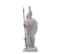Athena con gufo Medusa Scudo Greco Dea Alabastro Statua 17 cm