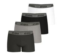 Athena Lot de 4 Boxers Coton Stretch Extensible Ecopack Homme Set di 4 Boxer Fodera Frontale, Antracite/Grigio Cina/Nero/Bianco, XXXXL (Pacco da 4) Uomo