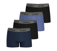 Athena Lot de 4 Boxers Coton Stretch Extensible Ecopack Homme Set di 4 Boxer Fodera Frontale, Blu/Nero/Blu Cina/Nero, M (Pacco da 4) Uomo