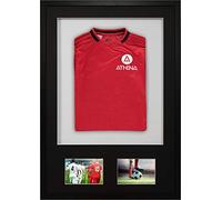 Athena Premium Wood Fai da- Bambino Fai da Fare 3D Montato - Doppia Apertura Sports Shirt Display Telaio 50 x 70cm - Telaio Nero, Black Mount, Scheda di Supporto Bianco