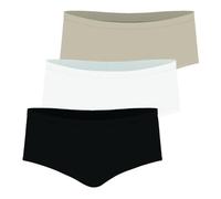 Athena - Set di 3 Boxer da Donna Ecopack Basic - Comfort e naturalezza del Cotone Elasticizzato Ultra Morbido - Etichetta Oeko-Tex® Standard 100, Nero/Bianco/Pelle, S