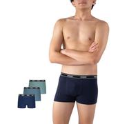 Athena - Set di 3 Boxer da Ragazzo My Petit Prix - Mantenimento e Comfort - Cotone Elasticizzato Traspirante - Etichetta Oeko-Tex® Standard 100, Tinta Unita Blu Navy - Tinta Unita Blu Grigio - Tinta