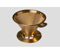 ATHIA Filtro da caffè riutilizzabile in acciaio inox dorato, gocciolatore a cono con rete fine, design senza carta ed ecologico, si adatta alla maggior parte delle tazze, caraffe e macchine da caffè