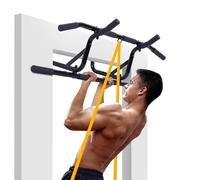 AthleticPro Barra per trazioni per telaio della porta senza fori per appenderla - Stabile Pull Up Bar e barra porta per la casa [porta larga fino a 90 cm - per trazioni, dips & push-up (nero, barra