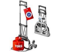 ATHLON TOOLS Carrello pieghevole sali-scale alluminio 70kg | Carrello montascale pieghevole alluminio, portata 70kg piano/35kg scale, manico telescopico 110cm, 4,1kg, certificato TÜV