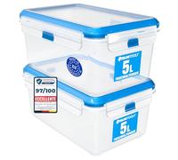 ATHLON TOOLS Set di 2 contenitori salvafreschezza da 5 l, in qualità gastronomica, 100% ermetici e a prova di perdite, da -40 a +100 gradi, per tutti gli alimenti, senza BPA, per frigorifero [Made in