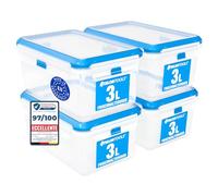 ATHLON TOOLS Set di 4 contenitori salvafreschezza da 3 l, in qualità gastronomica, 100% ermetici e a prova di perdite, da -40 a +100 gradi, per tutti gli alimenti, senza BPA, per frigorifero (3 l, set