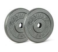 Athlyt Dischi pesi in ghisa con foro da 25 mm, 2 x 5 kg - Set per allenamento e home gym