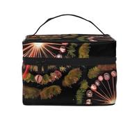 AthuAh Borsa cosmetica da viaggio con motivo dente di leone stellato con cerniera, grande capacità, unisex, adatta per attività all'aperto, sport, viaggi, ecc., nero, Taglia unica