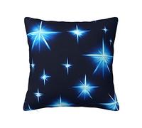 AthuAh Federa per cuscino quadrata con stelle blu, morbida, in poliestere, 40,6 x 40,6 cm
