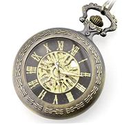 AthuAh orologio vintage, Orologi da tasca vintage da uomo Orologi meccanici Steampunk Orologio con pendente con catena Migliore(Bronze)