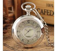 AthuAh orologio vintage, Orologio da tasca con ciondolo in argento cavo con collana a catena for uomo e donna, quadrante in oro nero(Green Dial 30cmchain)