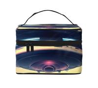 AthuAh Ufo Landing Travel Cosmetic Bag con cerniera, grande capacità, unisex, adatto per attività all'aperto, sport, viaggi, ecc., nero, Taglia unica
