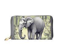 AthuAh Walking Elephant Portafoglio lungo da donna, portafoglio da viaggio, grande capacità, portafoglio lungo, portafoglio con cerniera, 19 x 10 cm, nero, Taglia unica