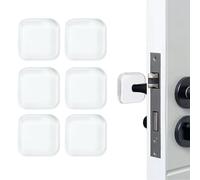 Athyior 6 tappi per maniglie delle porte, 4 cm, in gomma morbida, autoadesivi, per porte, pareti, scrivanie, WC (quadrati, trasparenti)