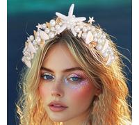 Atigy Tiara e corona con stella marina bohémien, fascia con perle e conchiglie, accessori per capelli da donna