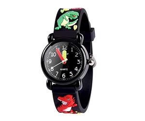Atimo 3D lovely impermeabile orologio per bambini piccoli, ragazzi e ragazze, Dinosaur Black