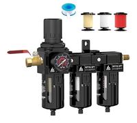 ATINY Essiccatore filtro compressore d'aria NPT da 1/2", essiccatore d'aria a 3 stadi per compressore, cartuccia filtrante da 5 e 0,5 e 0,01 micron, scarico semiautomatico, con valvola in ottone e