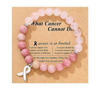 Atiptu Braccialetti per la sensibilizzazione sul cancro al seno, con perline di pietra naturale, braccialetti ispiratori per il cancro al seno, da donna, regalo per il cancro al seno, Cristallo