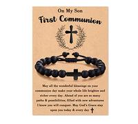 Atiptu Braccialetto per Prima Comunione per Battesimo/Cresima/Comunione/Religiosa Croce Braccialetto, Bracciale Prima Comunione da Donna, Cristallo, Nessuna pietra preziosa
