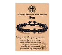 Atiptu Braccialetto per Prima Comunione per Battesimo/Cresima/Comunione/Religiosa Croce Braccialetto, Bracciale Prima Comunione da Donna, Cristallo, Nessuna pietra preziosa