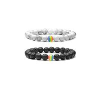 Atiptu Coppia di bracciali coordinati a distanza con corona, braccialetti in agata da 8 mm, braccialetto con perline per anima gemella, regalo per lui e per lei, Agata, Nessuna pietra preziosa