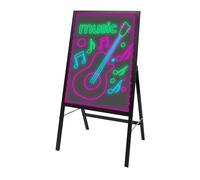 ATIVLB Lavagna a LED, 50 x 70 cm, 7 colori, 11 modalità, menù verticale | vetro temperato/alluminio, 8 pennarelli, telecomando, controller, rete/batteria, supporto pieghevole, 3,9 kg, pronto all'uso