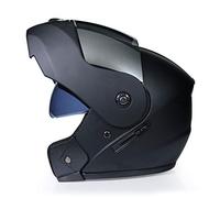 ATK Flip-up del Modulo Casco per Moto Doppia Visiera Parasole Design Anti-Nebbia Fodera Facile da Pulire Removibile Casco da Motocross per Uomini e Donne,M-Black,S(55-56cm)