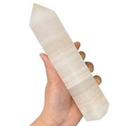 AtkitS Obelisco naturale in calcite rosa, scettro di energia spirituale, tesoro, decorazione per la casa (1000 - 1100 g)