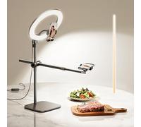 ATKTTOP Luce ad anello per selfie con supporto e supporto per telefono, supporto per telefono con luci ad anello da 26,5 cm, braccio regolabile per registrazione video, YouTube, TikTok